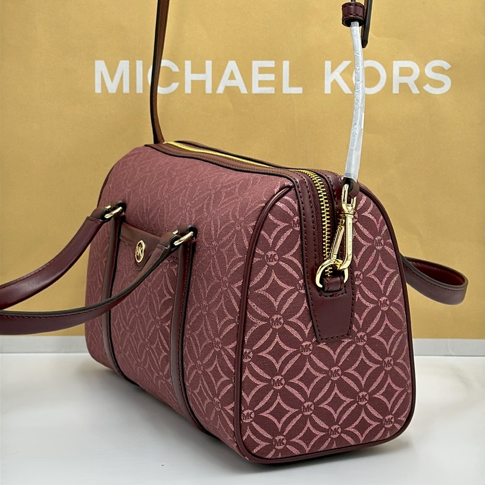 MICHAEL KORS JST TRAVEL MEDIUM DUFFLE SATCHEL SHOULDER CROSSBODY BAG MK OXBLOOD - Picture 7 of 16